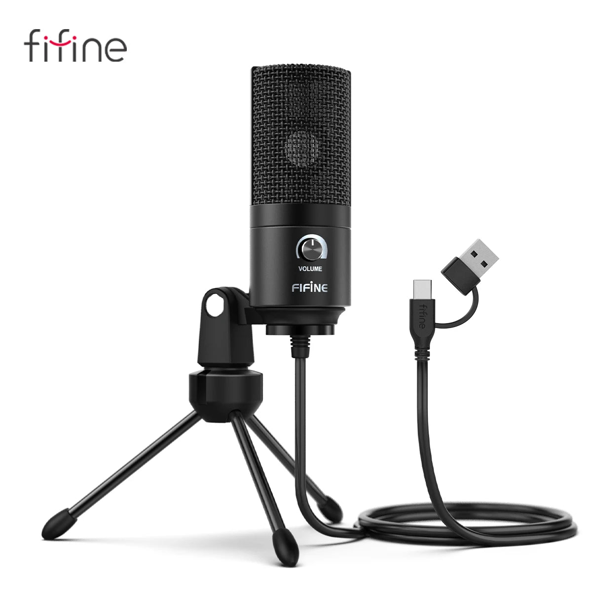 USB Condenser Microphone with Gain Knob,Metal Recording Mic for Home Studio,Podcasting,Voice-Over,Laptop,Windows -K669