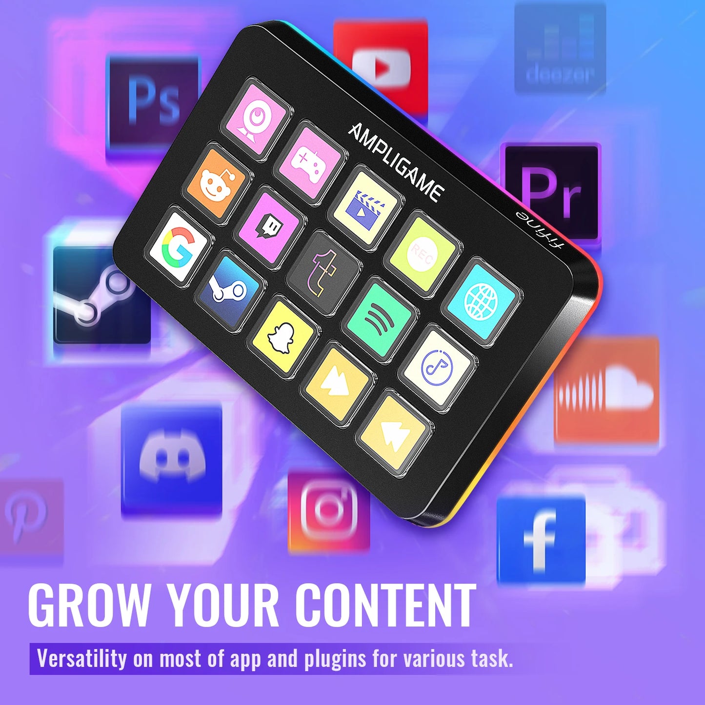 D6 Mini Keyboard with 15 Customizable Macro Buttons, Trigger Actions via App, Custom Macros for Obs/Twitch/Youtube/Vk