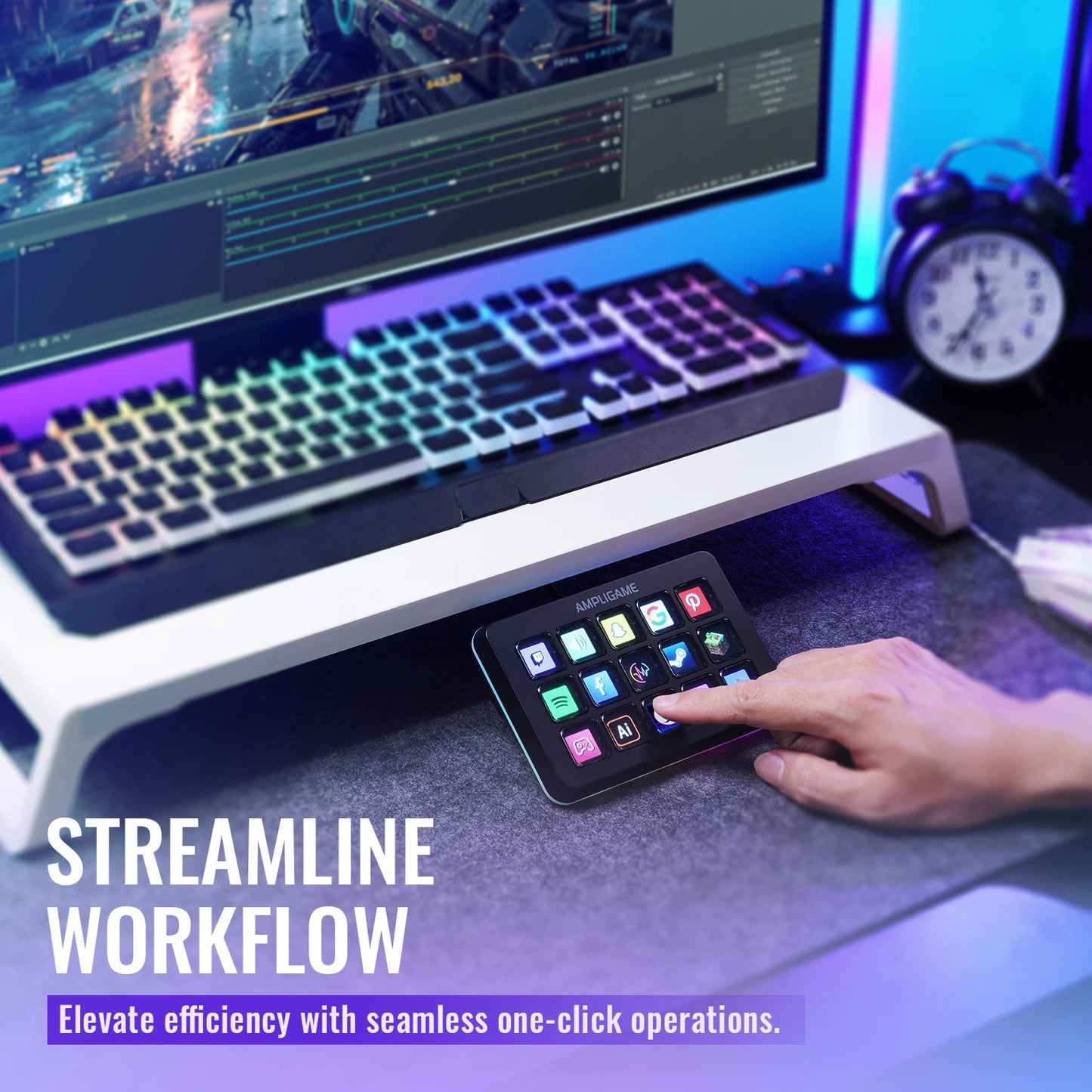 D6 Mini Keyboard with 15 Customizable Macro Buttons, Trigger Actions via App, Custom Macros for Obs/Twitch/Youtube/Vk