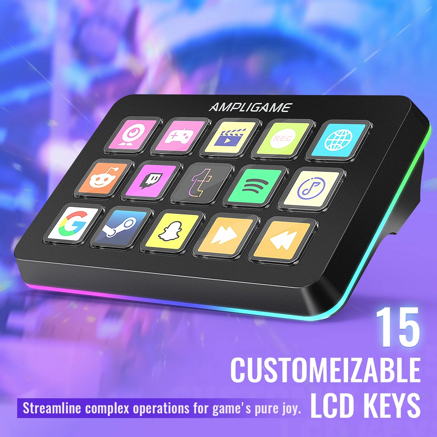D6 Mini Keyboard with 15 Customizable Macro Buttons, Trigger Actions via App, Custom Macros for Obs/Twitch/Youtube/Vk