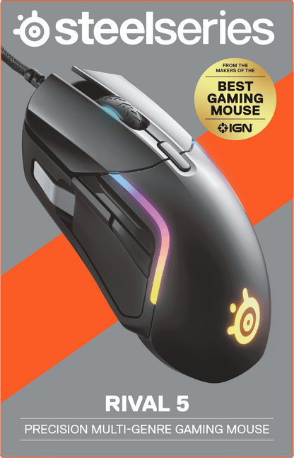 Rival 5 Gaming Mouse with 9 Programmable Buttons and 18K CPI Truemove Air Optical Sensor