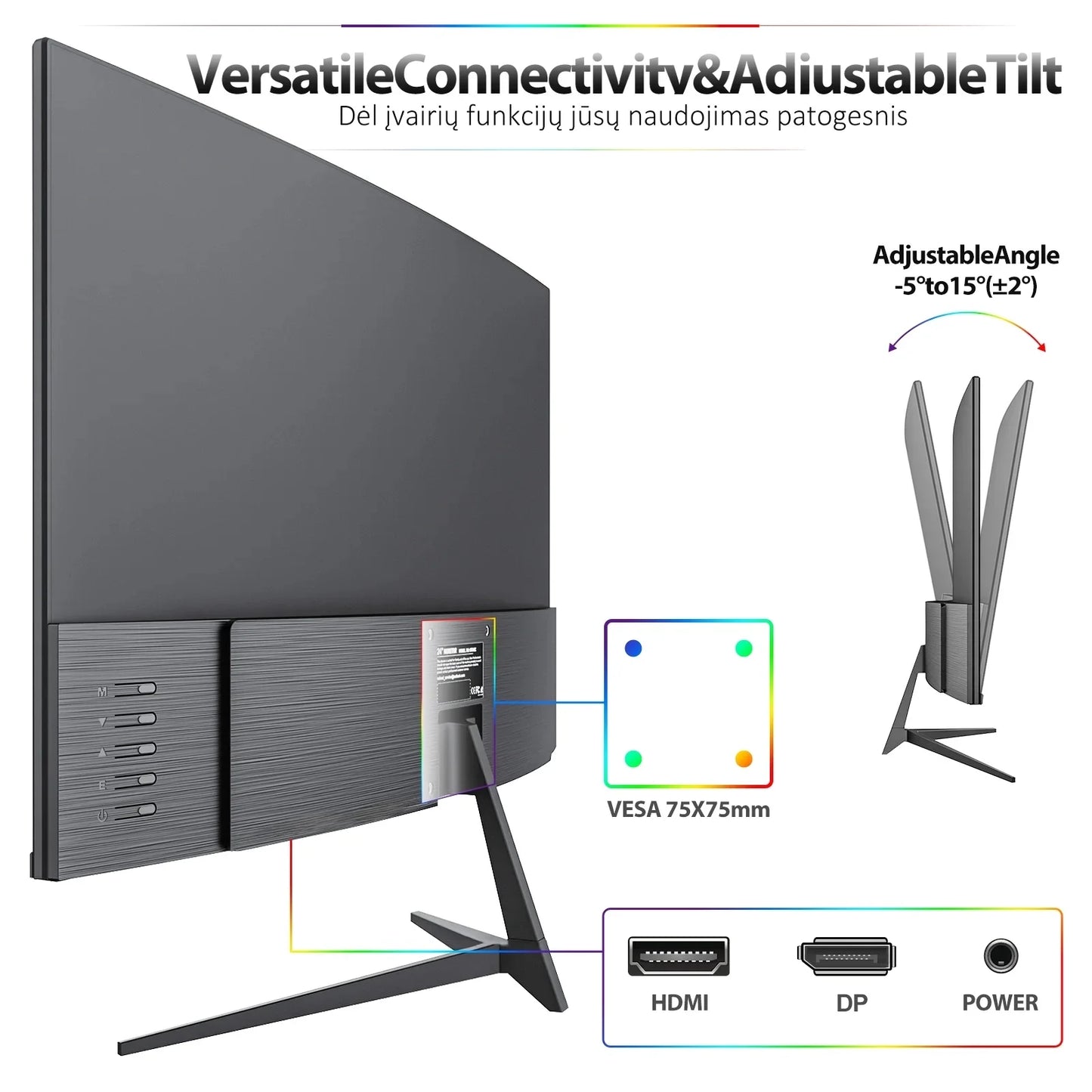 24-Inch Curved Gaming Monitor 100Hz Full HD 1080P Built-In Speakers Tilt Adjustable