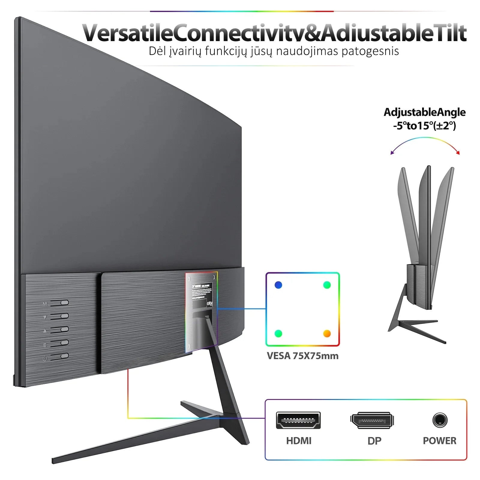 24-Inch Curved Gaming Monitor 100Hz Full HD 1080P Built-In Speakers Tilt Adjustable