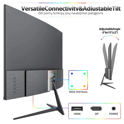 24-Inch Curved Gaming Monitor 100Hz Full HD 1080P Built-In Speakers Tilt Adjustable