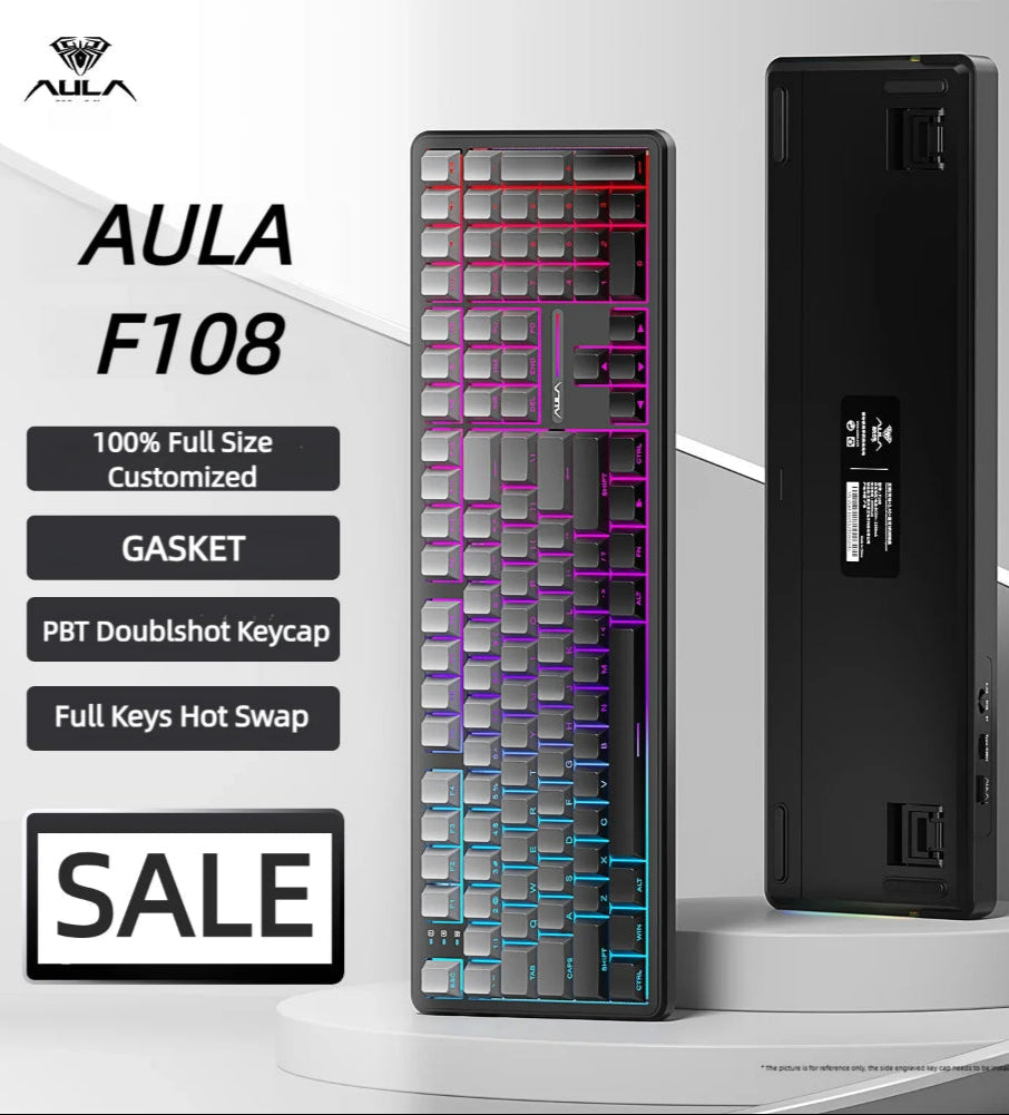 F108 Keyboard 100% Layout 1K Polling Rate Mechanical Gaming Keyboard Hot Swappable Linear Switch with Macro Software