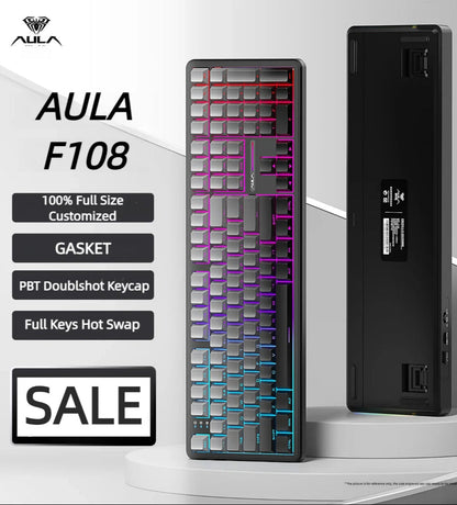 F108 Keyboard 100% Layout 1K Polling Rate Mechanical Gaming Keyboard Hot Swappable Linear Switch with Macro Software