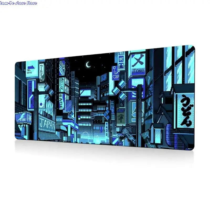 D0UA Anime Gaming Mouse Pad City Extended Large Desk Mat Big Mouse Pad Nonslip Rubber Base Stitched Edged Long Desk Pad
