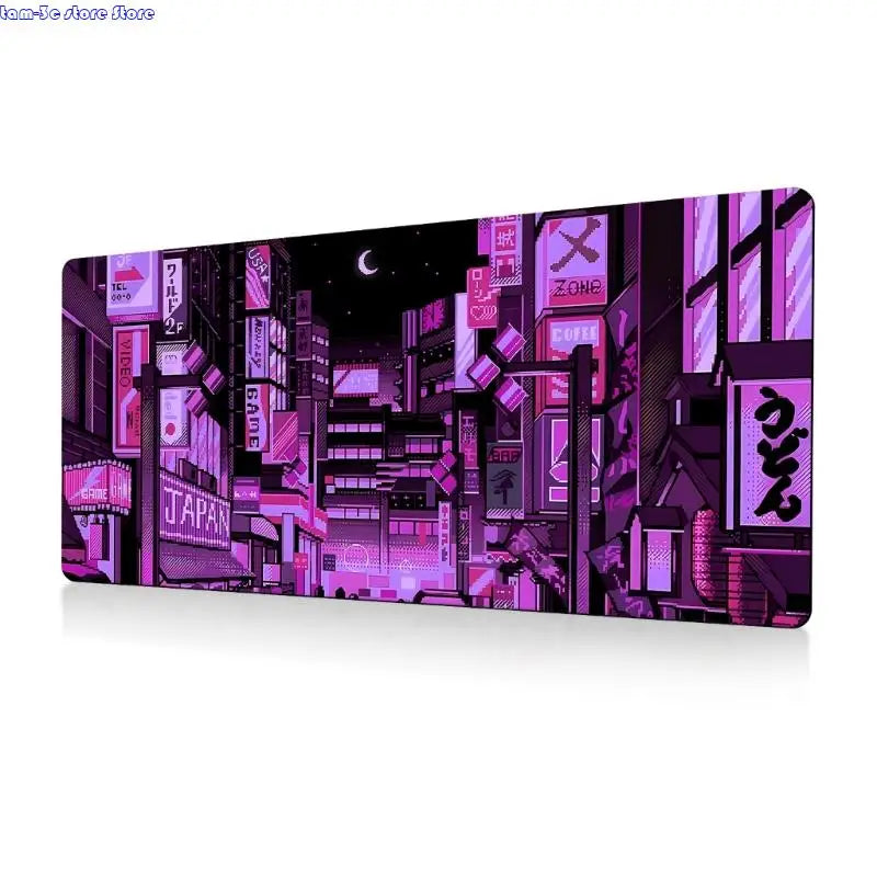 D0UA Anime Gaming Mouse Pad City Extended Large Desk Mat Big Mouse Pad Nonslip Rubber Base Stitched Edged Long Desk Pad