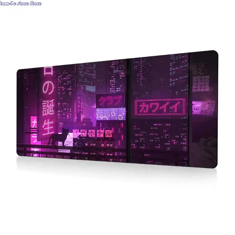 D0UA Anime Gaming Mouse Pad City Extended Large Desk Mat Big Mouse Pad Nonslip Rubber Base Stitched Edged Long Desk Pad