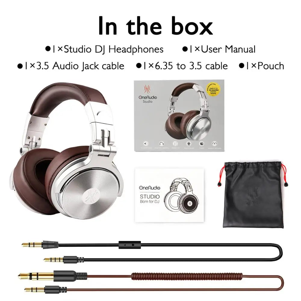 Pro 30 Professional Studio DJ Headphones with Microphone over Ear Wired Earphones Hifi Monitors Foldable Gaming Headset