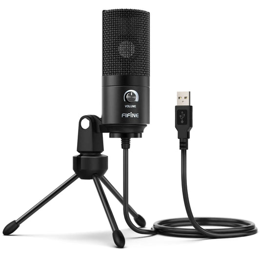 USB Condenser Microphone with Gain Knob,Metal Recording Mic for Home Studio,Podcasting,Voice-Over,Laptop,Windows -K669