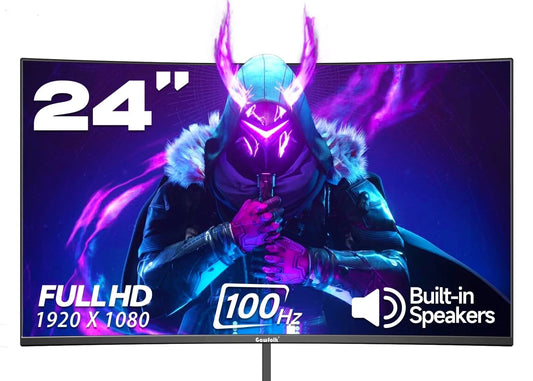 24-Inch Curved Gaming Monitor 100Hz Full HD 1080P Built-In Speakers Tilt Adjustable