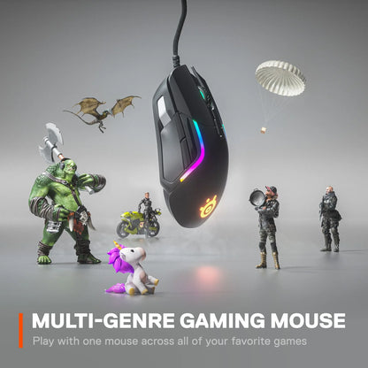 Rival 5 Gaming Mouse with 9 Programmable Buttons and 18K CPI Truemove Air Optical Sensor