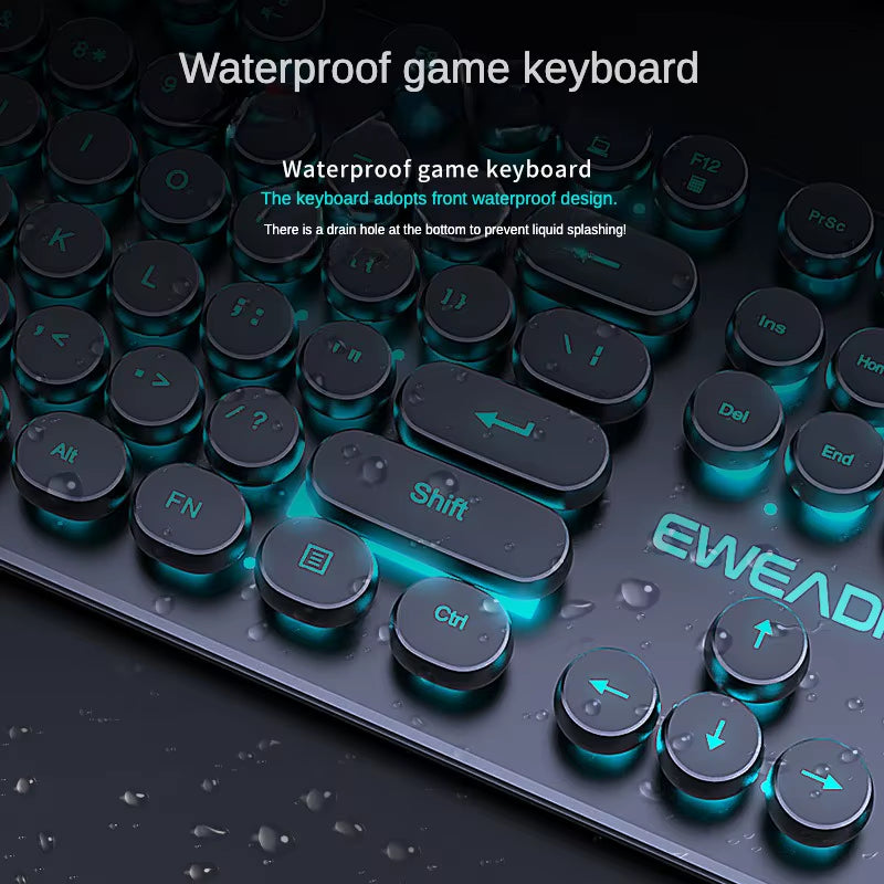 Retro round Punk Mechanical Feel Keyboard Blue Black Switch 104 Keys Usb Wired Gaming Keyboards Rgb Backlit for Pc Laptop Gamers